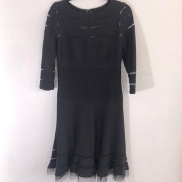 Tadashi Shoji size M black mesh party dress event work - Picture 2 of 14